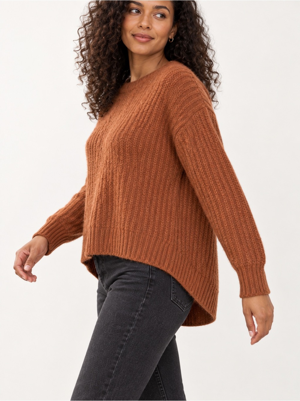 Arizona Jean Co. Women’s Small Rust Fuzzy Knit High-Low Sweater NWT
